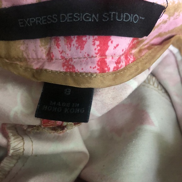 Express Design Studio Pink Floral Cotton Skirt 8 - Picture 6 of 7